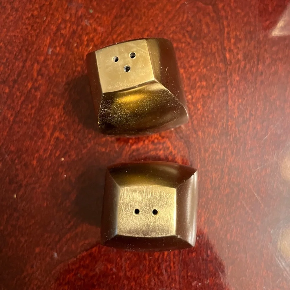New! West Elm Modern gold salt and pepper shaker NIB